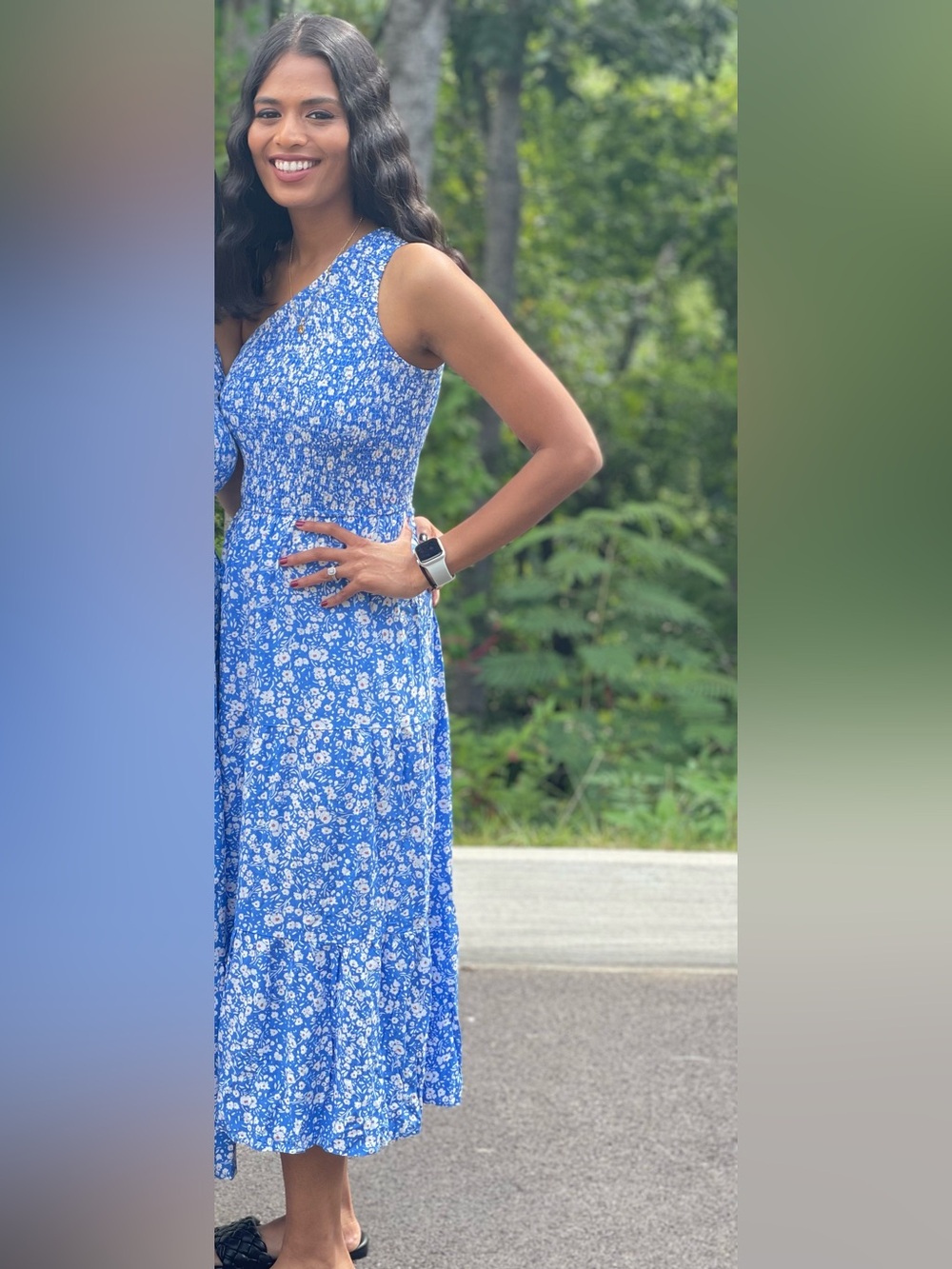 Blue Floral Tie-Front Sundress
